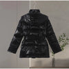 Shiny Stylish Women's Winter Jackets Hooded Waist-Defining Belt Thicken Pockets Full Sleeve Padded Coats Lady Jacket For Women