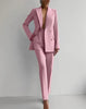 Women's Matching Sets V Neck Double Breasted Design Blazer Tops+Suit Pant Office Ladies Outfit Elegant 2 Piece Sets