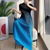 Long Dresses Elegant Party Dresses Woman Pleated Dress Female Gradient Long Loose Stitching Drape Bottoming Dress