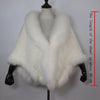 Women 100% Real Rabbit Fur Shawl Scarf With Fox Fur Collar Winter Warm Knitted Rabbit Fur Poncho Girls Party Accessories