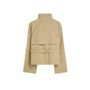 Womens Cropped Trench Coat Double Breasted Stand Collar Belted Waist Street Style Autumn Outerwear Casual Chic Shoulder Epaulets