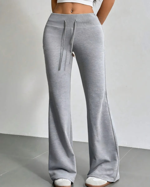 Autumn and Winter Solid Color Drawstring Women's Bell-Bottoms Casual Dressing