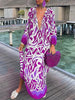 Autumn Women's Print Casual Dress V-neck Long Sleeve Loose Holiday Party Long Dresses For Women Robe Femme