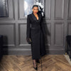 Women OL Work Double Breasted Notched Long Sleeve Maxi Dress Spring Sexy Night Elegant Party Street Long Dresses