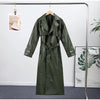 Street Pu Leather Women Long Coat Y2K Solid Belt Lapel Pocket Full Sleeve Female Jacket Autumn Winter Lady Outwear