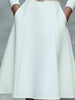 Women Long Sleeve V Neck Midi Dress With Belt A Line Swing Skirt Elegant Office Party Cocktail Wear
