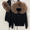 Coat Women Cardigan Natural Fox Fur Coat Women Real Mongolian Fur Knitwear Female Spring Autumn Hooded Knitted Fur Jacket