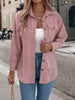 Autumn Winter Casual Single Breasted Pocket Jacket Solid Color Long Sleeve Corduroy Coats for Women Khaki Pink Red