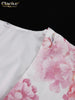 Sexy Loose Print Women's Dress V-Neck Puff Sleeve Mini Dresses Elegant Classic High Waist Pleated Female Dress