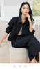 Women's Vintage Elegant Denim Skirt Set Long Sleeve Lapel Denim Jacket Split A-line Skirt Office Lady Denim Suits M8307