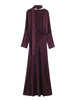 Satin Elegant Long Dress Female Lace-Up Scarf V-Neck Autumn Party Dress Gown Women's Commute Bodycon Dress