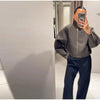 Olive Green Women's Short Coat High Neck Full Sleeve Zipper Up Oversized Cropped Jacket Autumn Female Daily Casual Outwear