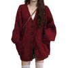 Loose Cardigan Women Long Sleeve V-neck Knitted Black Slouchy All-match Female Autumn Winter Coats Korean Chic Baggy Tops MLQ9