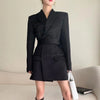 Autumn High end Waist Slim Blazer Jacket Women Casual British Mid Length Black Suit Coat Woman Elegant Chic Office Blazers