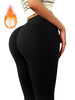 1 Pair of Women's Black Wool Lined Bell Bottom Pants - Winter Thick Pants with Plush Lining, Warm Tight Pants with Plush Lining