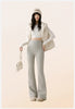Winter High Waist Flared Pants Women Tummy Control Velvet Bell Bottom Trousers Thick Warm Wide Leg Pants Casual Streetwear Fashi