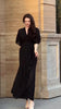 Solid Long Dress Women Flare Sleeve A Line Dresses Casual Ruffles Midi Waist Vestidos V Neck Office Lady Slight Strech