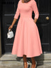 Women Twist Length Sleeve O-neck Big Swing Retro Dress Autumn Vintage Vestidos Even Party Cocktail Dresses