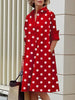 Women's Polka Dot Lapel Shirt Dress Spring Long Sleeves Loose Elegant Urban Casual Office Midi Dresses