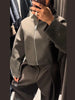 Olive Green Women's Short Coat High Neck Full Sleeve Zipper Up Oversized Cropped Jacket Autumn Female Daily Casual Outwear