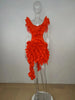 Women Edible Tree Fungus Tierred High Low Asymmetrical Ball Gown Dress Sexy Club Party Evening High Street Dresses