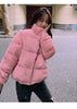 Women Parkas Turtleneck Full Sleeve Thick Coats Short Coat Solid Zipper Spliced Jackets Pocket Casual Elegant Lady Winter