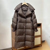 Women White Duck Down Long Jacket Autumn Winter Warm Casual Over Size Loose Outwear Soft Comfortable Coat