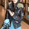 Faux Fur Hooded Cotton Puffer Jacket Women Winter Quilted Zipper Pocket Coat Y2K Retro Padded Parkas High Street Outerwear