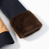 Women Color Block Short Wrap Coat Lapel Collar Waist Tie Faux Fur Cuffs Long Sleeve Loose Elegant Fall Winter Daily Outerwear