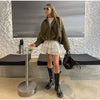 Casual Suede Jackets Women Loose High Neck Long Sleeves Pocket Zipper Coats Female Autumn Winter Chic Solid Outwear