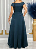 Off Shoulder Evening Dress Women Solid Maxi Long Dresses With Sleeves Wedding Bridesmaid Elegant Party Dresses Woman