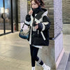 Black Medium Long Parker Cotton Jacket Women's Winter Korean Version Loose Down Cotton Splicing Hooded Coat Warm Top