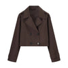 Brown Trench Coat Woman Long Sleeve Urban Solid Cropped Women's Trench Coat Casual Classic Jackets Outerwears