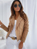 Autumn Winter Long Sleeve Cowboy Wind Handsome Women Jacket Vintage Brown Color Slim Boyfriend Style Suede Jacket Coat 17079