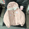 Japanese Preppy Style Cartoon Embroidery Lolita Parkas Women Fur Patchwork Hooded Jacket Coat Harajuku Y2k Winter Warm Clothing