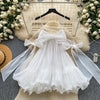French Sweet Bow Camisole Mini Dress for Women Korean Version Pink Ruffle Edge Sexy A-line Dress T106