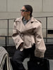 Lapel V-neck Belt Trench Coat Women Lace Up Full Sleeve Button Short Thin Windbreak Lady Daily Street Outerwear