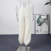 Loose Fit Lace Pants Women's Elastic High Waist Lounge Trousers Spring Lady Bohemian Casual Bottoms