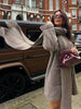 Women Elegant Knitted Cardigan Coats With Scarf Single Breasted Long Sleeve Jackets High Street Lady Chic Outerwear
