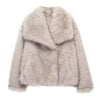 Women's Fur Coat Brown Artificial Fur Coat Women Winter Coats Fluffy Cropped Outerwears Hair Coat Warmth Plush Jackets