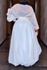 Sheer Chiffon Maxi Dress High Neck Puff Sleeve Waist Belted Flowy Balloon Hem Elegant Formal Evening Party Dress for Women
