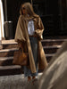 Women Loose Draped Trench Coat Stand Lantern Sleeve Side Slit Single Breasted Casual Outerwear Street Daily Ladies Chic Overcoat