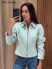 Solid Faux Suede Jackets Women's Stand Collar Full Sleeves Zip Cropped Coat Autumn Winter Lady Casual Outerwear