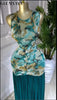 Women Printed Ruched Stacked Fit and Flare Long Maxi Dress Winter Evening Party Education Vacation Dresses Vestido