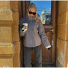 Woolen Dark Blue Jacket Women Autumn Single Breasted Stand Collar Loose Female Coat Office Lady Street Short Outwear Tops