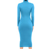 Winter Black Turtleneck Sexy Women Dress Autumn Long Sleeve Skinny Midi Boydcon Casual Blue Plush Knee-Length Party