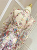 Hit Color Print Dresses For Women Round Neck Lantern Sleeve High Waist Folds Elegant Dress Female Clothing
