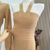 Commuter Knitted Dress Spring Autumn Elegant Two Pieces Set Hip-wrapped Short Striped Cardigan And Dress J408