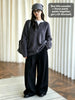 Winter Thick Warm Pants For Women High Waist Pleated Wide Leg Trousers Office Lady Clothes Minimalism 26C967