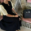 Elegant Knit Dress For Women White Slim O-neck Single Breasted Short Sleeve Long Dresses Female Spring Lady Robe T88X